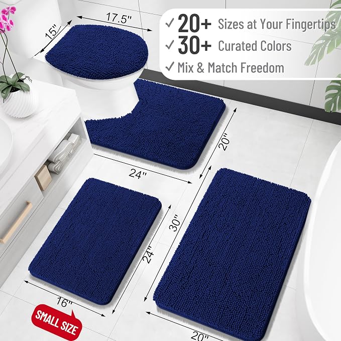 OLANLY Bathroom Rugs 30x20, Extra Soft Absorbent Chenille Bath Rugs, Rubber