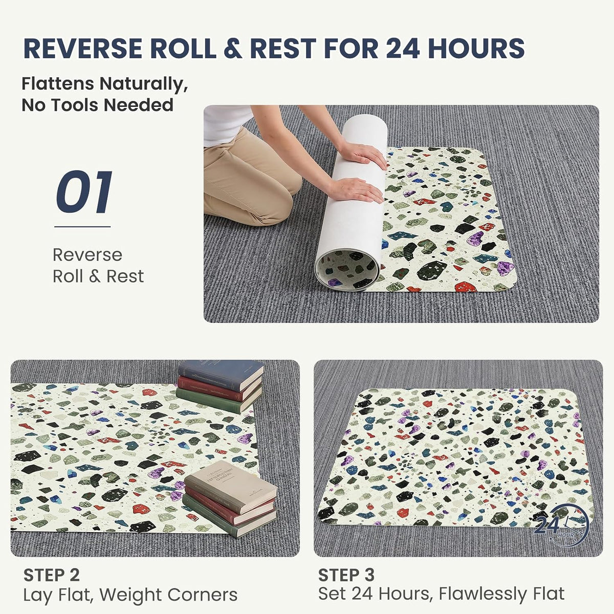 Office Chair Mat for Carpet Patterned PVC Non-Slip “35x48” Hardwood Floor