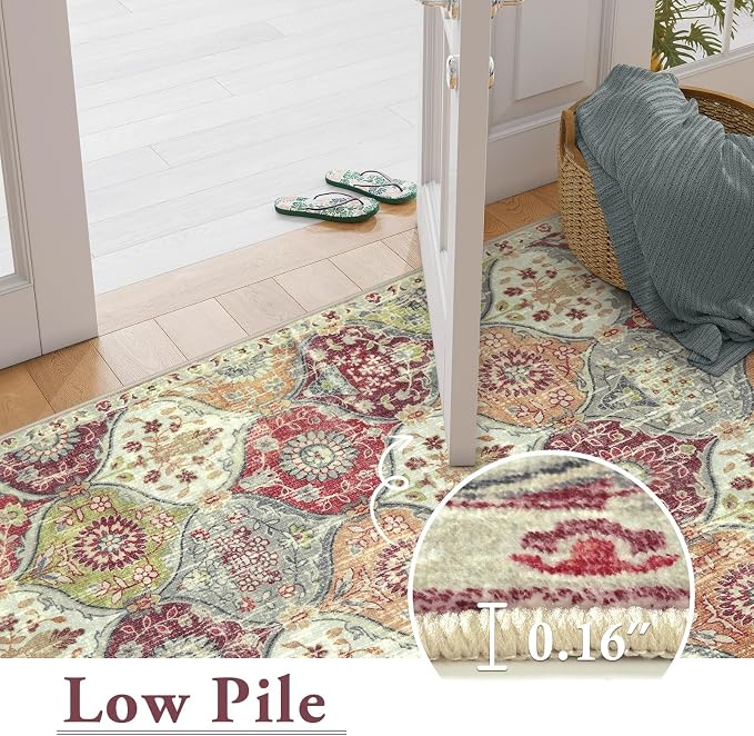 Lahome Moroccan Trellis Hallway Rug, 2x5 Washable Runner Rug Non Slip Kitchen
