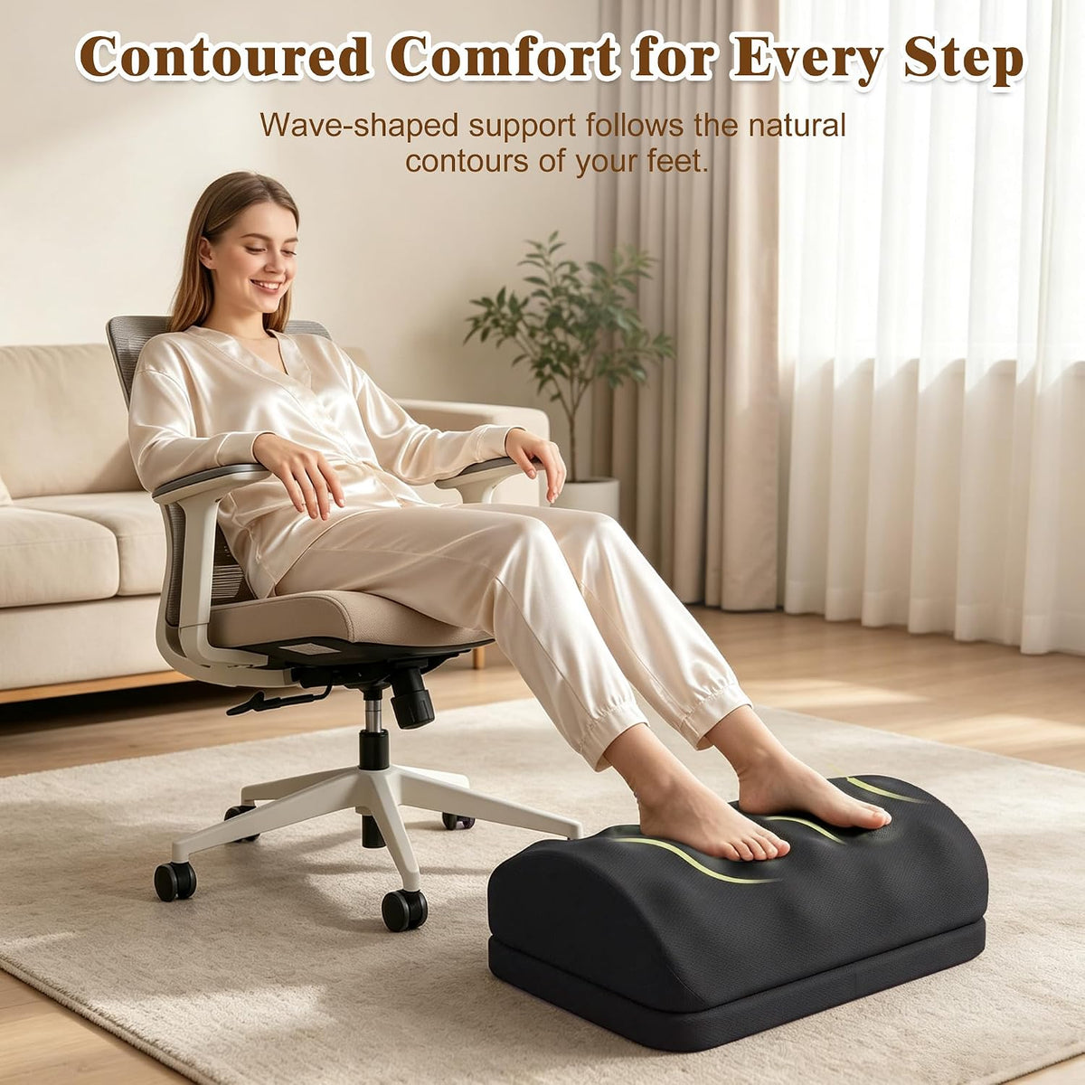 Memory Foam Foot Rest for Under Desk at Work with Washable Cover