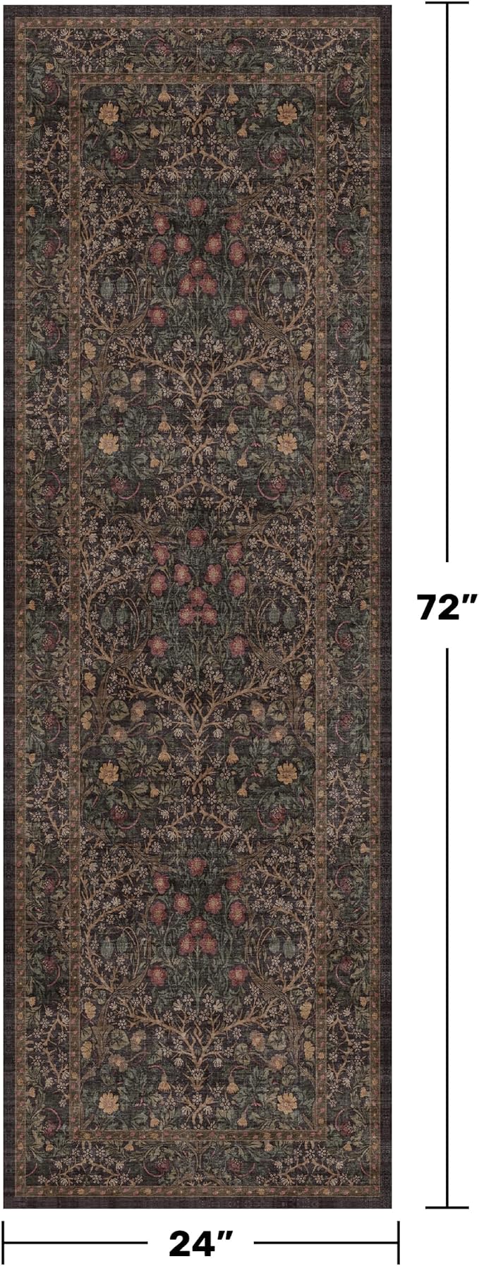 Dark Brown Washable 2x6 Runner Rugs