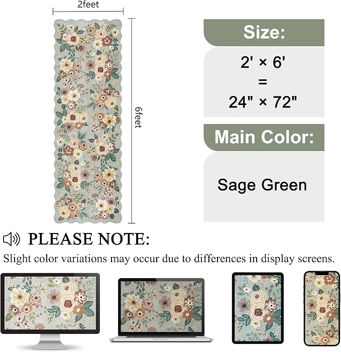 DUKINO 2x6 Runner Rug for Hallway, Washable Kitchen Rug