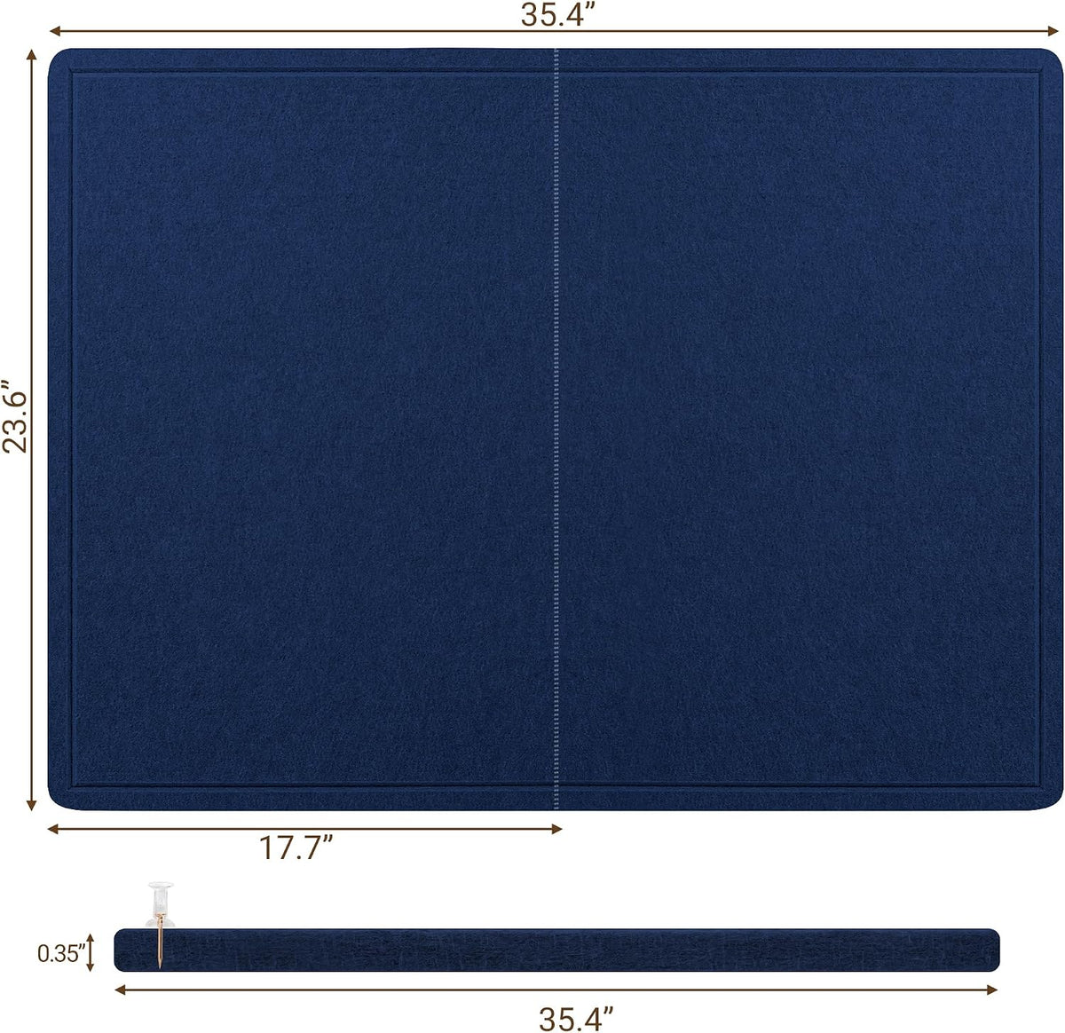 AKTOP Foldable Felt Bulletin Board for Wall, 24x36 inches, Blue