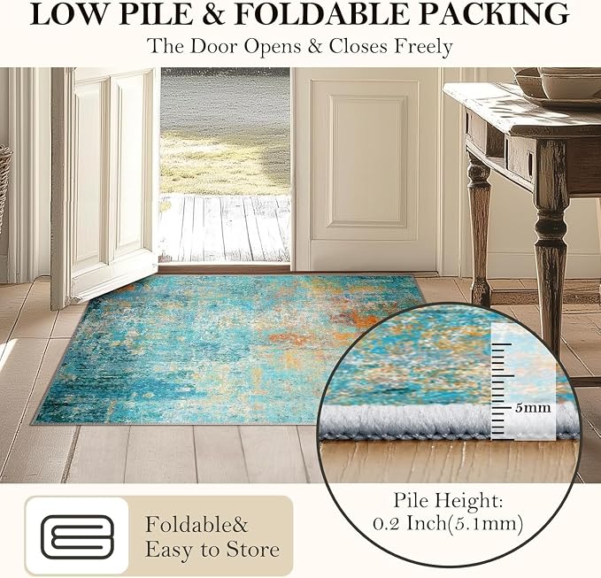 RELEANY Washable Area Rugs 3'x5' Non-Slip Modern Abstract Soft