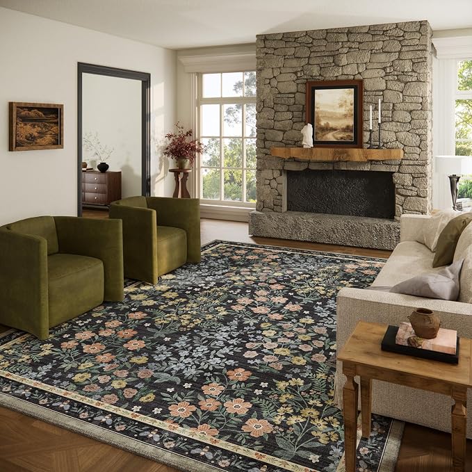 9x12 Rugs for Living Room: Washable Area Rugs for Bedroom Vintage Stain