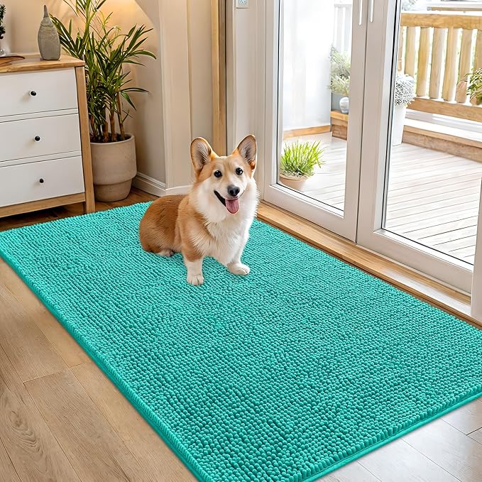 OLANLY Dog Door Mat for Muddy Paws 54x32, Absorbs Moisture and Dirt, Absorbent