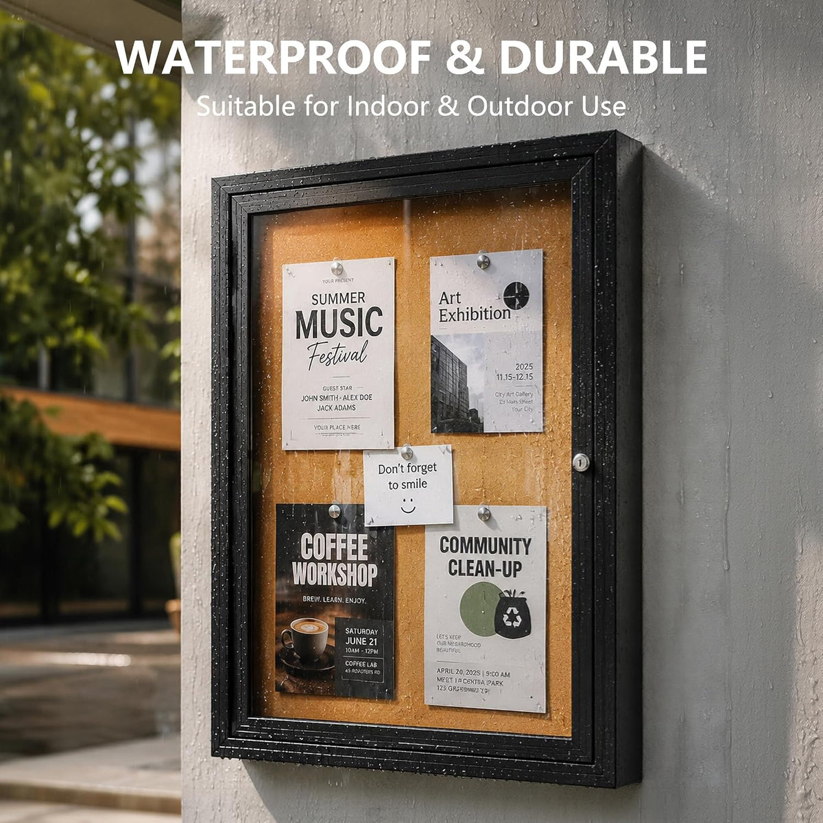 INNOVART Outdoor Enclosed Bulletin Board Weatherproof 36”x24”