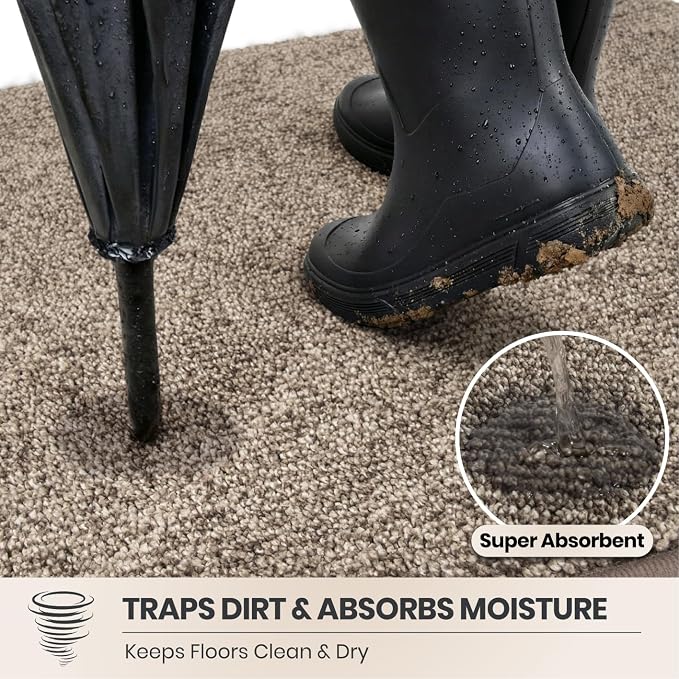 PURRUGS Dirt Trapping Door Mat 32" x 47", Non-Slip Machine Washable Entry Rug