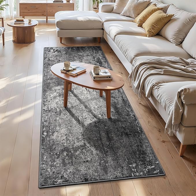 3x7 Black Rug Runners for Hallways Kitchen Runner Rug Non Slip Washable Black