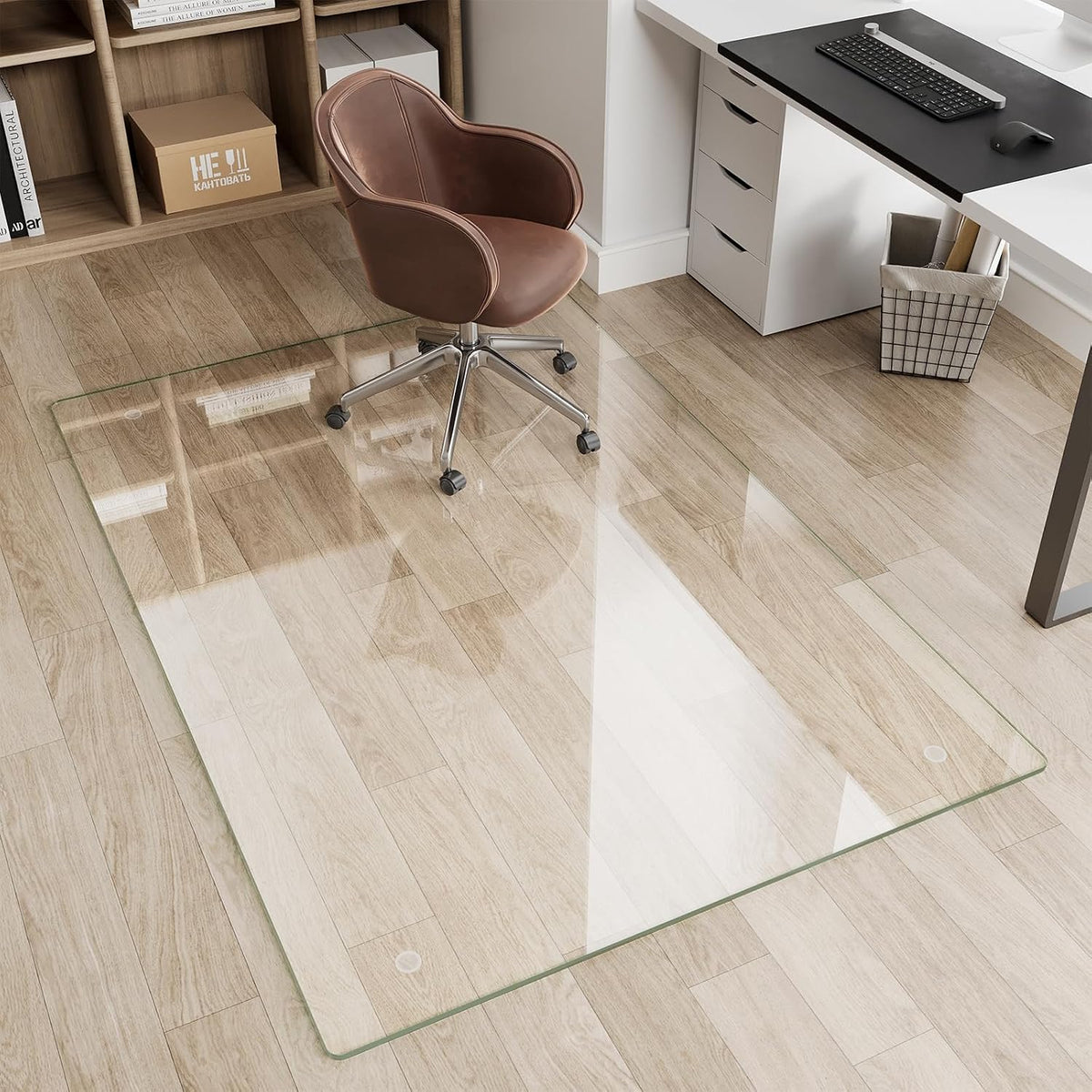 Glass Chair Mat 36" x 55" Tempered Glass Office Chair Mat