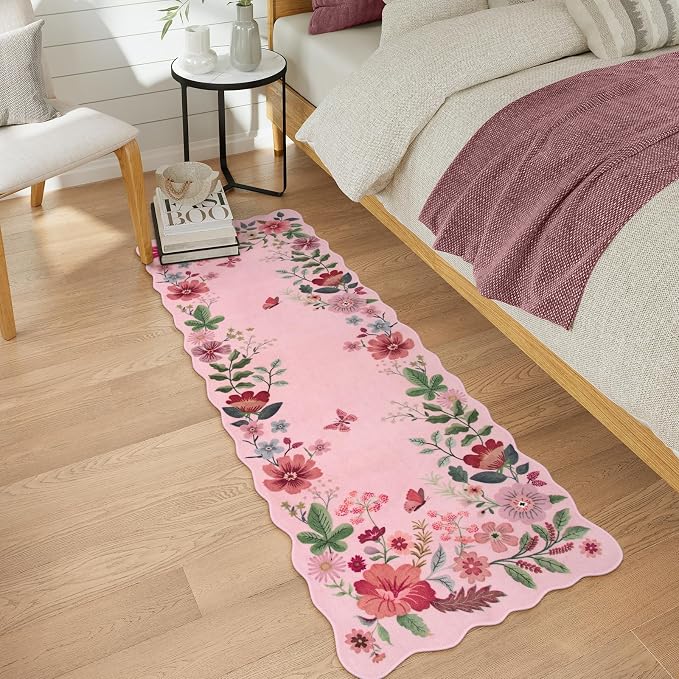 Lahome Floral Kitchen Runner, 2X6 Washable Runner Rug Non-Slip, Ultra-Thin Soft