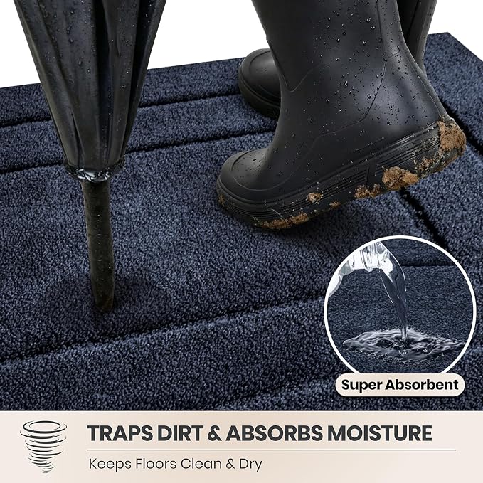 PURRUGS Dirt Trapping Door Mat 20" x 31.5", Non-Slip/Skid Machine Washable