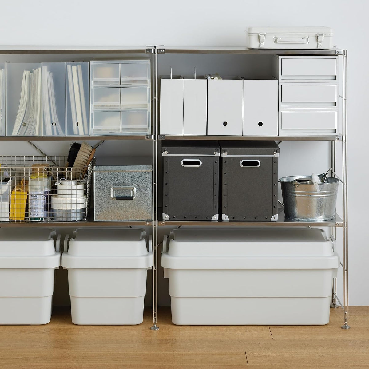 無印良品 MUJI 15930777 File Box with Handle with Recycled Polypropylene, Standard Type, Approx. Width 3.9 x Depth 12.6 x Height 11.2 inches (10 x 32 x 28.5 cm)