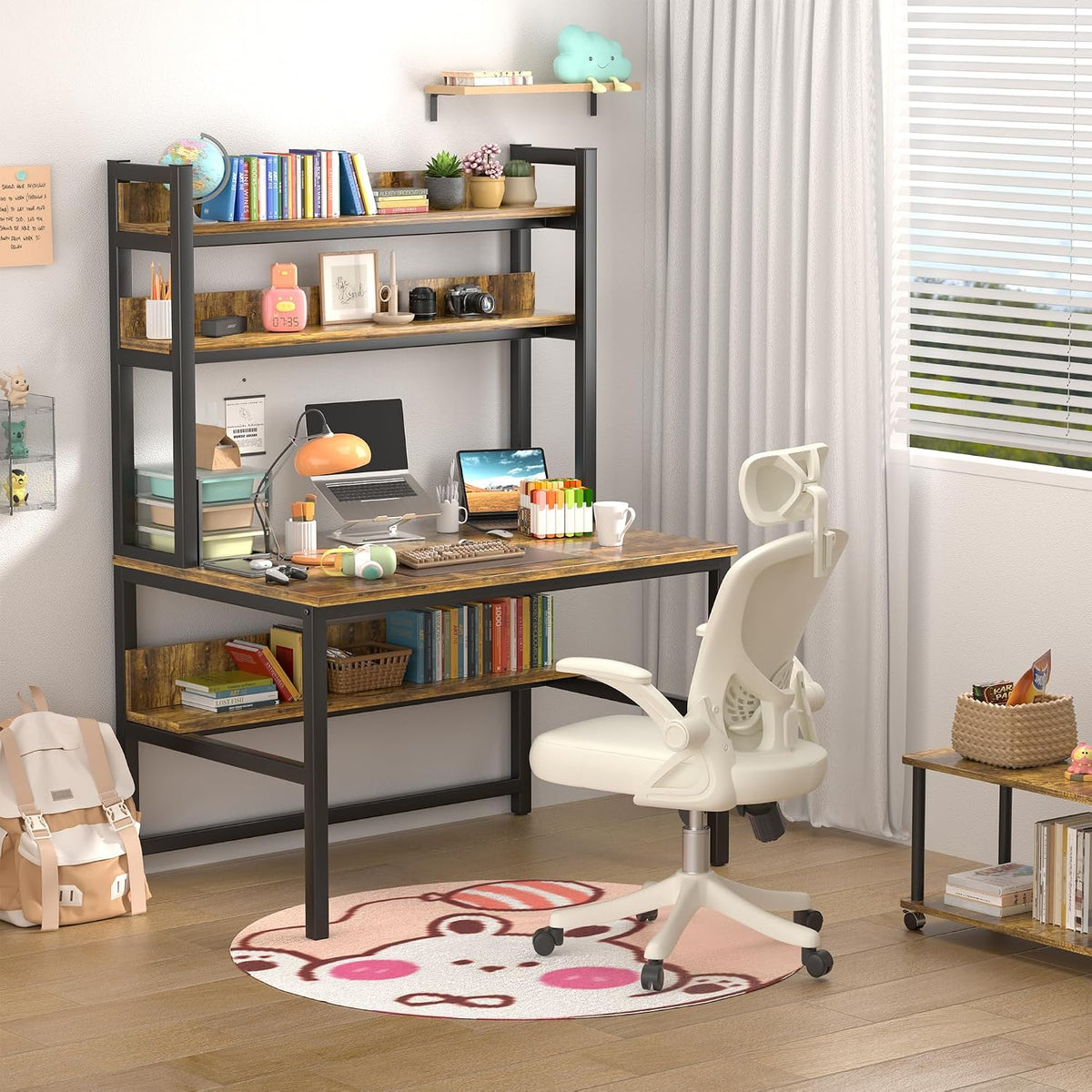 Aquzee Computer Desk with Shelves, 47“W x 23.6" D Desk with Hutch