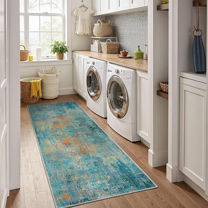 RELEANY Washable Area Rugs 2'x10' Non-Slip Modern Abstract Soft