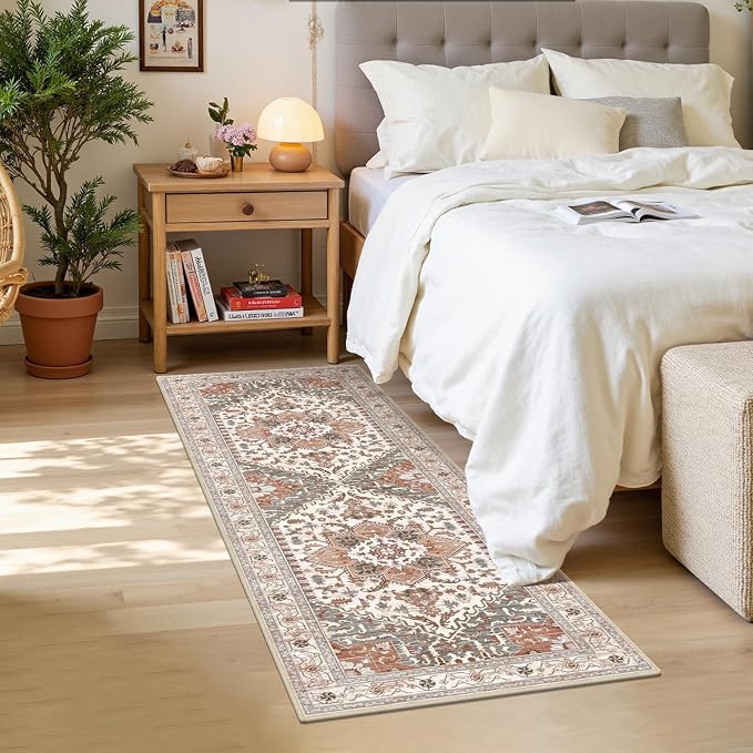 Yamaziot Washable Runner Rug, 2x6 Non-Slip Boho Vintage Hallway Rug Runner