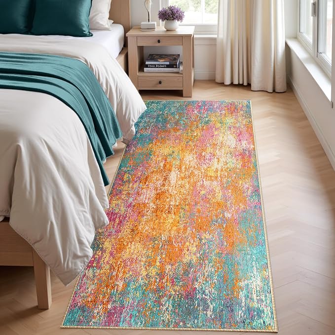 RELEANY Washable Area Rugs 2'x10' Non-Slip Modern Abstract Soft