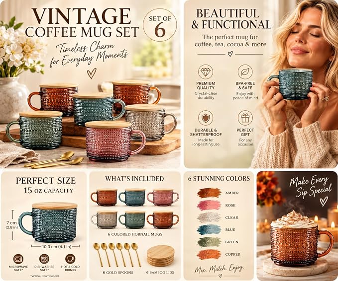 Khen Colors Glass Coffee Mugs Set