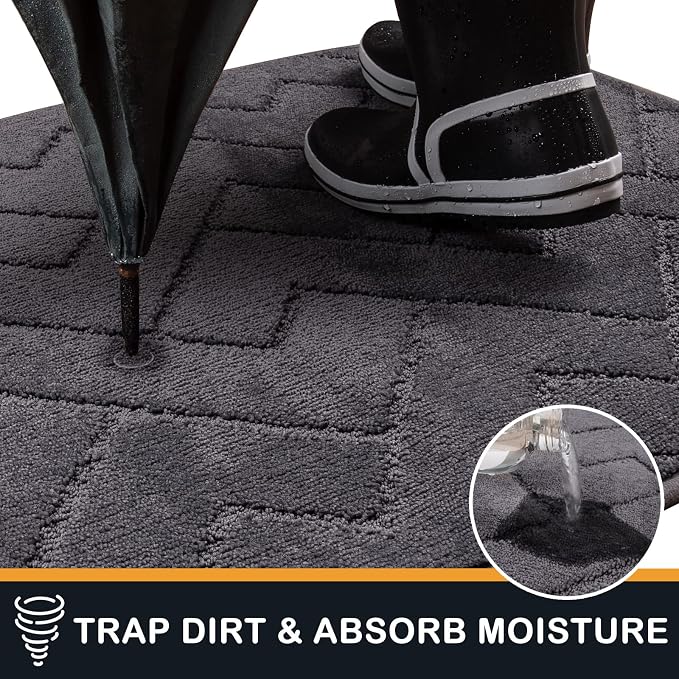 PURRUGS Dirt Trapping Door Mat 24" x 70", Non-Slip Machine Washable Entry Rug