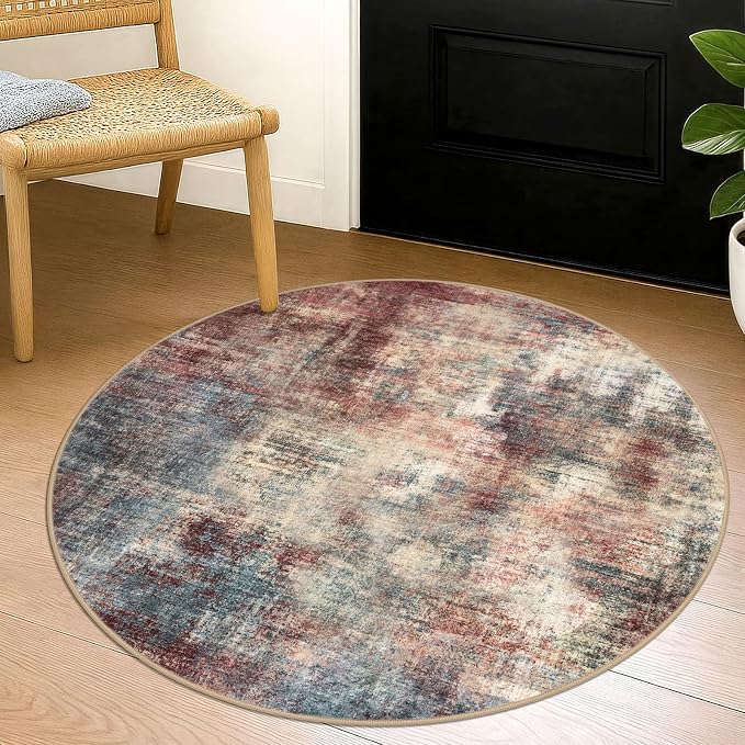 IOHOUZE Round Area Rug 3 Ft Circle Entryway Rugs Round Washable Door Mat Indoor