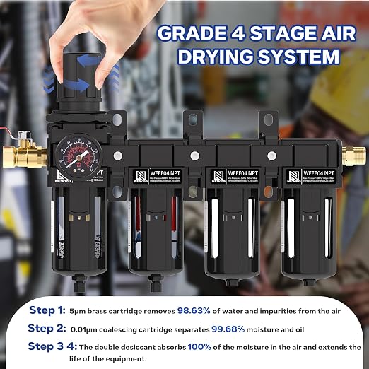 NEWPO 1/2'' NPT 4 Stage Air Dryer