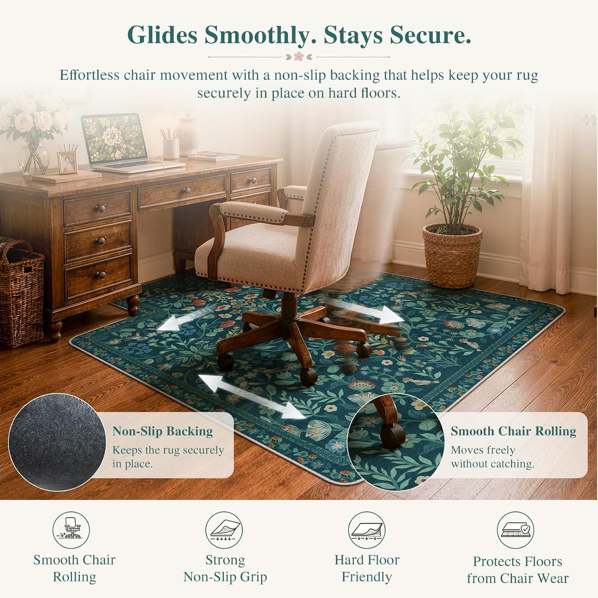 iCasso Office Chair Mat for Hardwood Floor, 36"X 48" Convex Green