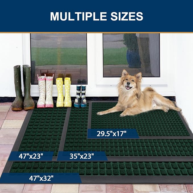 Smiry Front Door Mat Outside Entrance, Heavy Duty Natural Rubber Doormat
