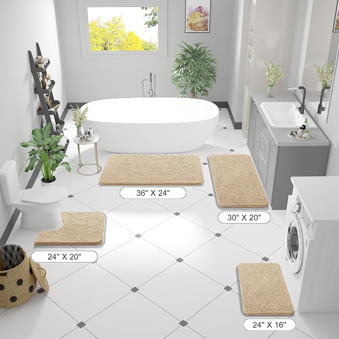 OLANLY Toilet Rugs U-Shaped 20x20, Extra Soft Absorbent Chenille Contour
