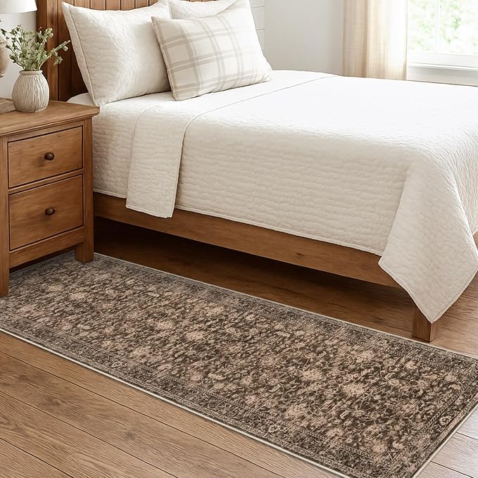 KILOCOCO Hallway Runner 2x7 Rug Runner Washable Kitchen Runners Printed Floral