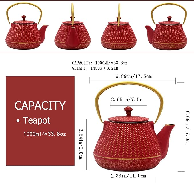 Small Cast Iron Tea Kettle for Stovetop Safe, Durable Teapot