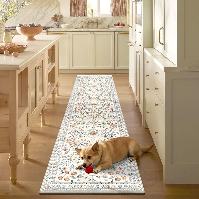 Yamaziot Washable Runner Rug 2x8 – Boho Non Slip Floral Hallway Runner Rug