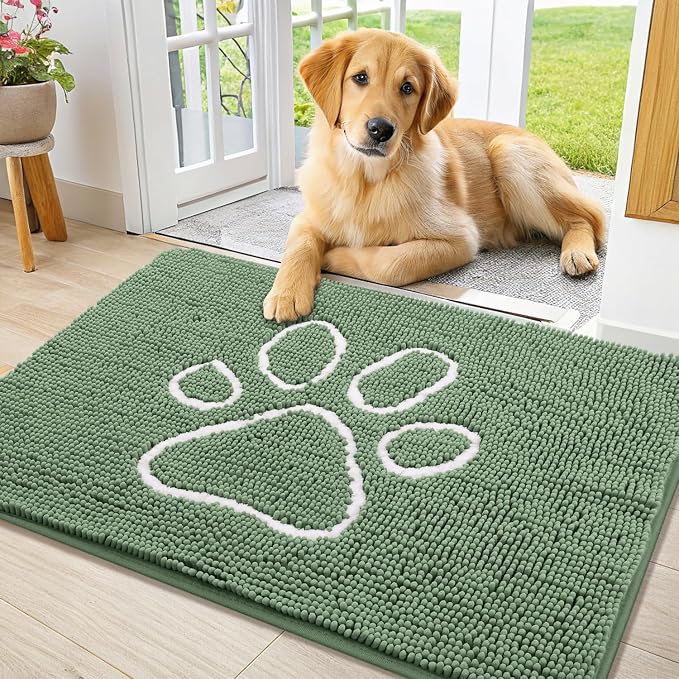 Smiry Dog Door Mat for Muddy Paws, Absorbent Dirt Trapper Non Slip Quick Dry