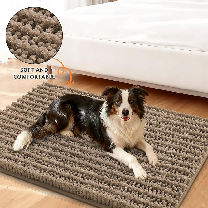 Smiry Dog Door Mat for Muddy Paws 47x17, Absorbent Dirt Trapper, Non-Slip