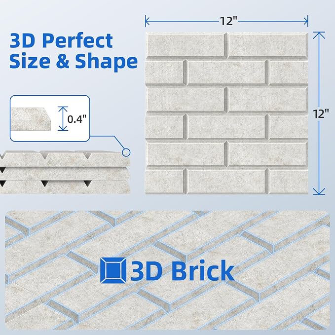 12 Pack Acoustic Panels with Self Adhesive, Soundproof Wall Panels, Brick Sound