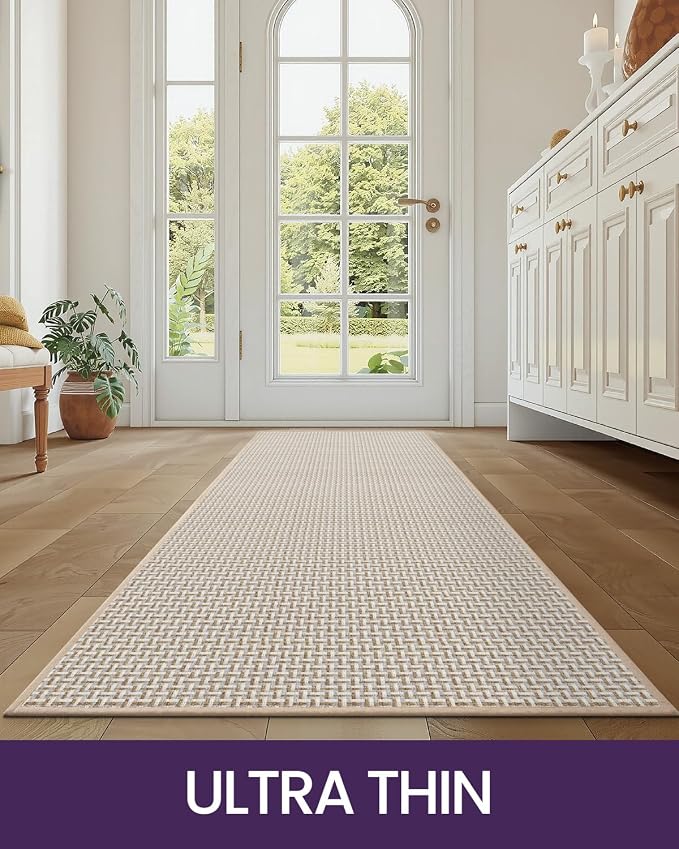 DEXI Hallway Runner Rug 2'4"x12', Non Slip Rubber Backed Runners Carpet