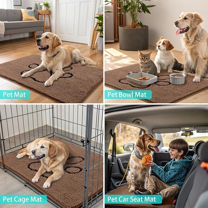 Smiry Dog Door Mat for Muddy Paws, Absorbent Dirt Trapper Non Slip Quick Dry