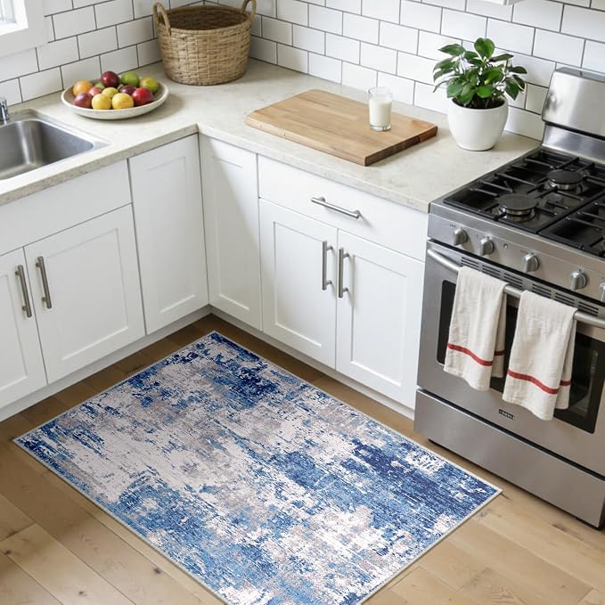 RELEANY Washable Area Rugs 3x4 Non-Slip Modern Abstract Soft