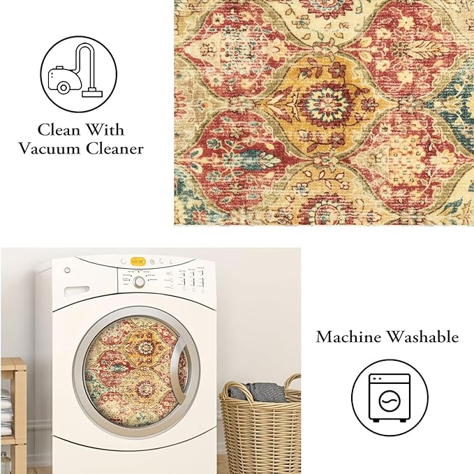 Lahome Moroccan Trellis Hallway Rug, 2x5 Washable Runner Rug Non Slip Kitchen