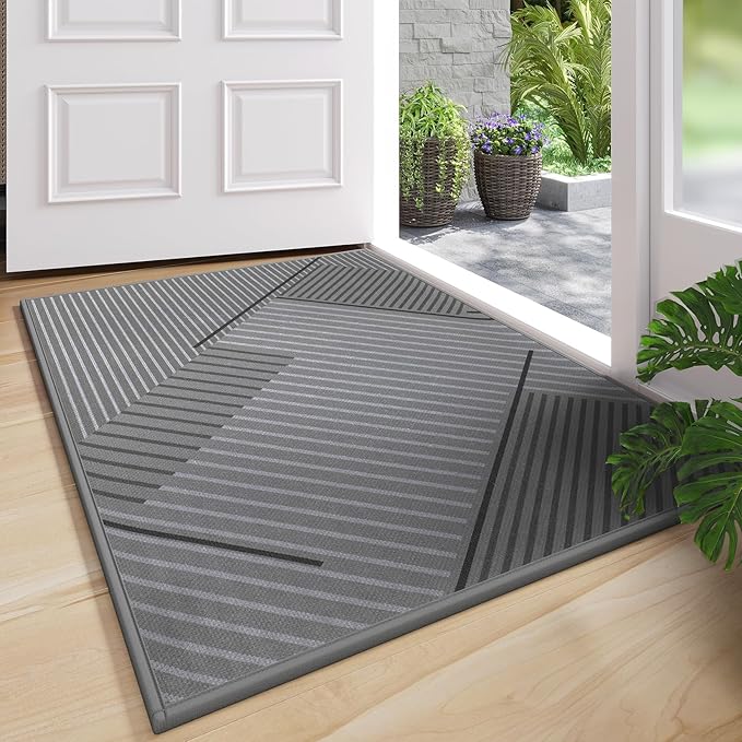 Front Door Mat 31''x47'', Non Slip Absorbent Dirt Resist Washable Low-Profile