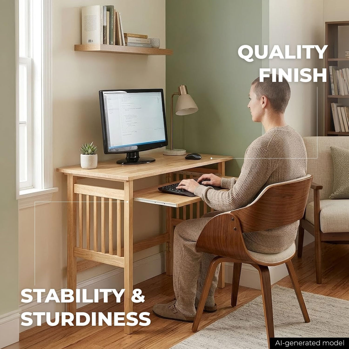 Winsome Mission Folding Computer Desk, Beechwood, 30"