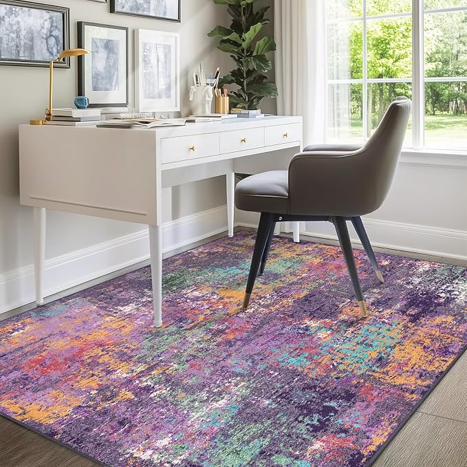 RELEANY Washable Area Rugs 6'x9' Non-Slip Modern Abstract Soft