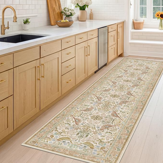 Beige 10 ft Long Vintage Runner Rugs