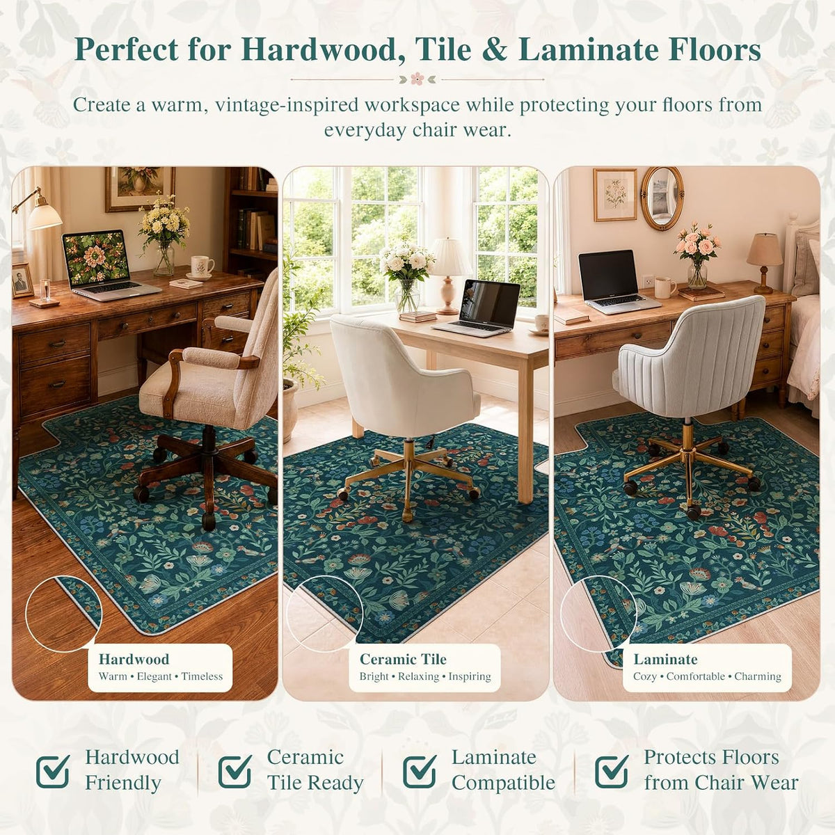 iCasso Office Chair Mat for Hardwood Floor, 36"X 48" Convex Green
