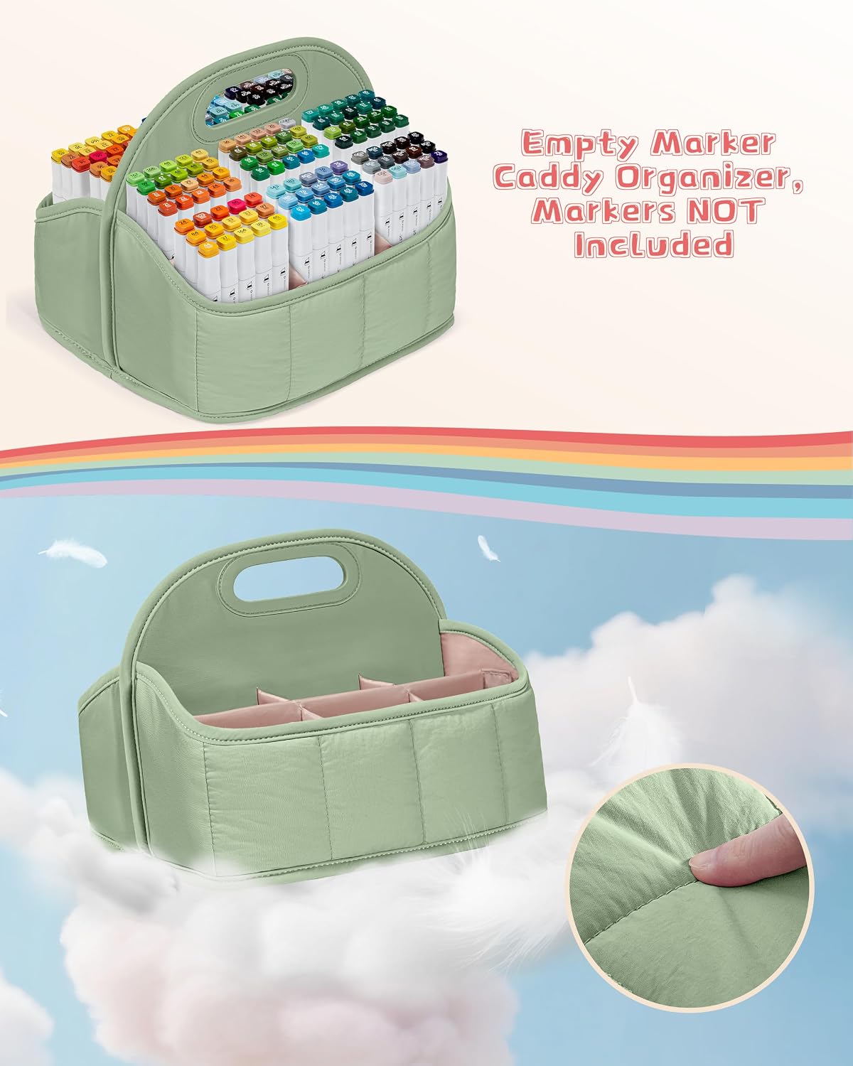 Rexmica Large Marker Caddy Organizer Case Bag for 210-400 Markers, Green