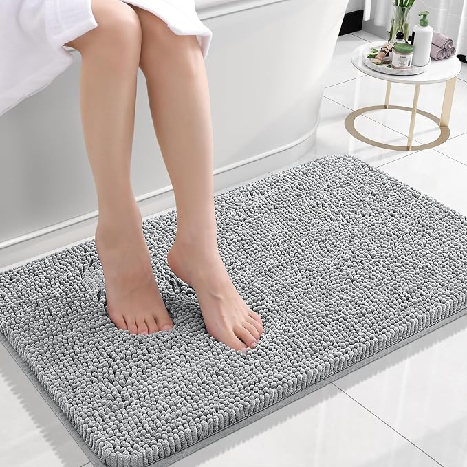 OLANLY Small Bathroom Rugs 24x16, Extra Soft Absorbent Chenille Bath Rugs