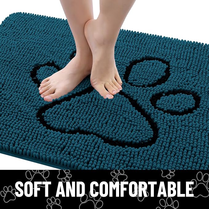 Smiry Dog Door Mat for Muddy Paws, Absorbent Dirt Trapper Non Slip Quick Dry