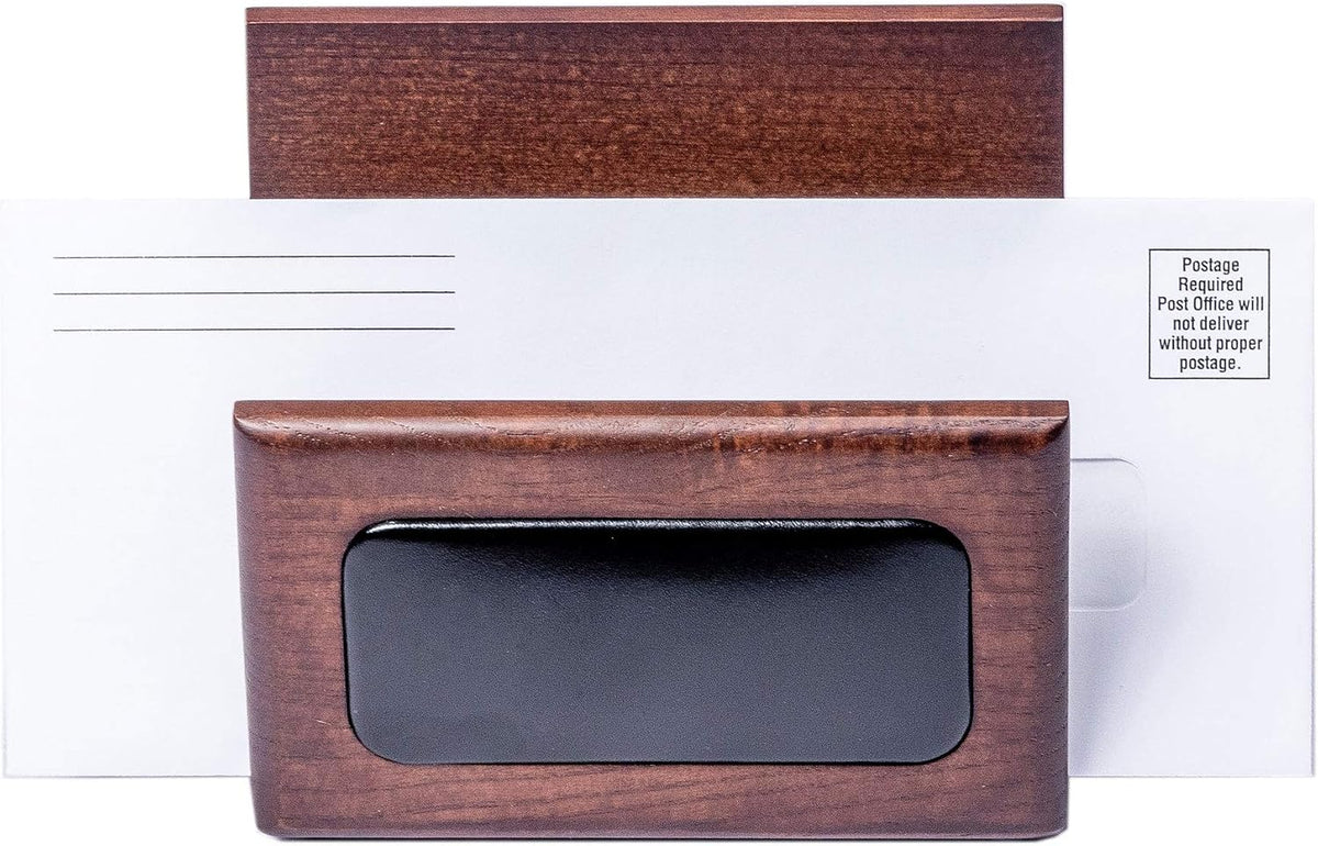 DACASSO Wood & Leather Desk Set - Luxury Leather Desk Pad & Desk Organization Essentials - Office Organization & Executive Desk Decor - (Walnut and Black, 8 Piece)