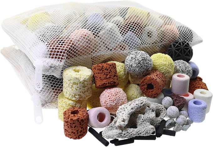 Aquarium Filter Media 15-in-1 Mineral Balls & Ceramic Rings - 1000g