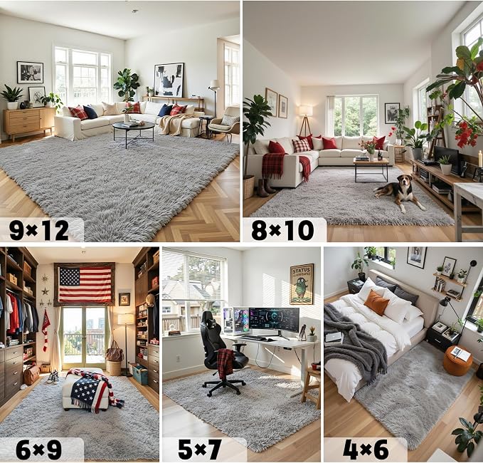 8x10 Area Rugs for Living Room Bedroom Rug, Large Shaggy Soft Plush Furry
