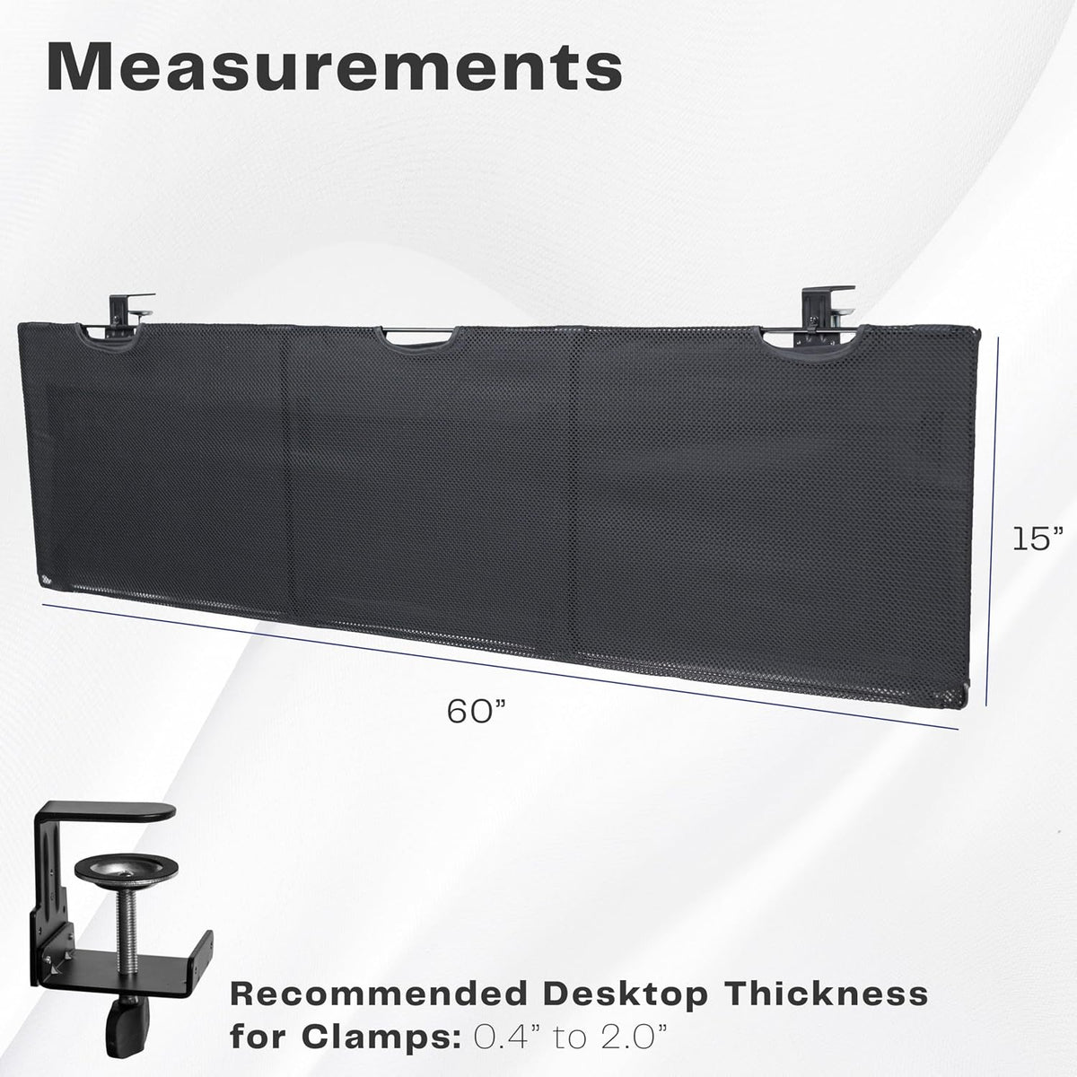 VIVO Black Clamp-on 60 inch Desk Cable Management Sleeve, DESK-SKIRT-60P